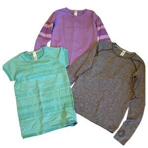 Ivivva by Lululemon Girls Swiftly Fly Tech Shirt•12• Lot Of 3 Tops ~N